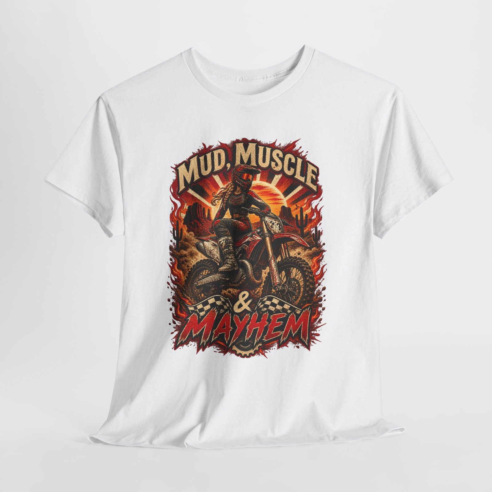 Mud, Muscle & Mayhem Dirt Bike T‑Shirt — Off‑Road Motocross Rider Tee
