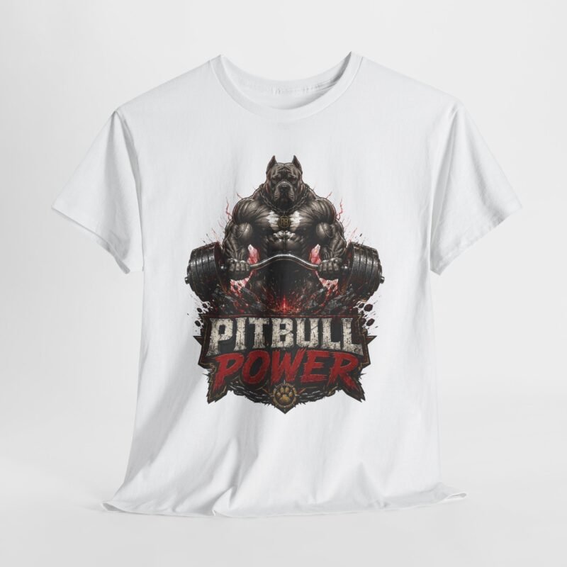 Pitbull Power T-Shirt — Muscular Pitbull Gym Tee for Dog Lovers & Fitness Fans