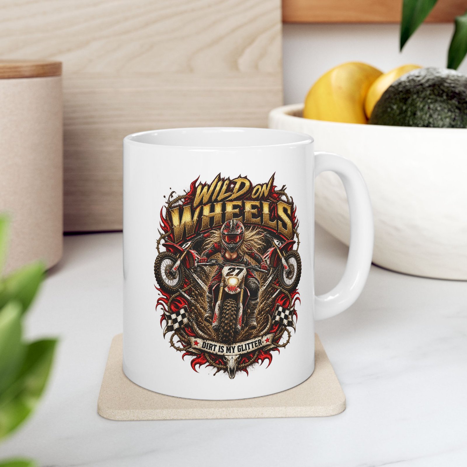 Ceramic Mug — Vintage Motorcycle Skull Tattoo Design Coffee Cup (11oz, 15oz) - Image 2
