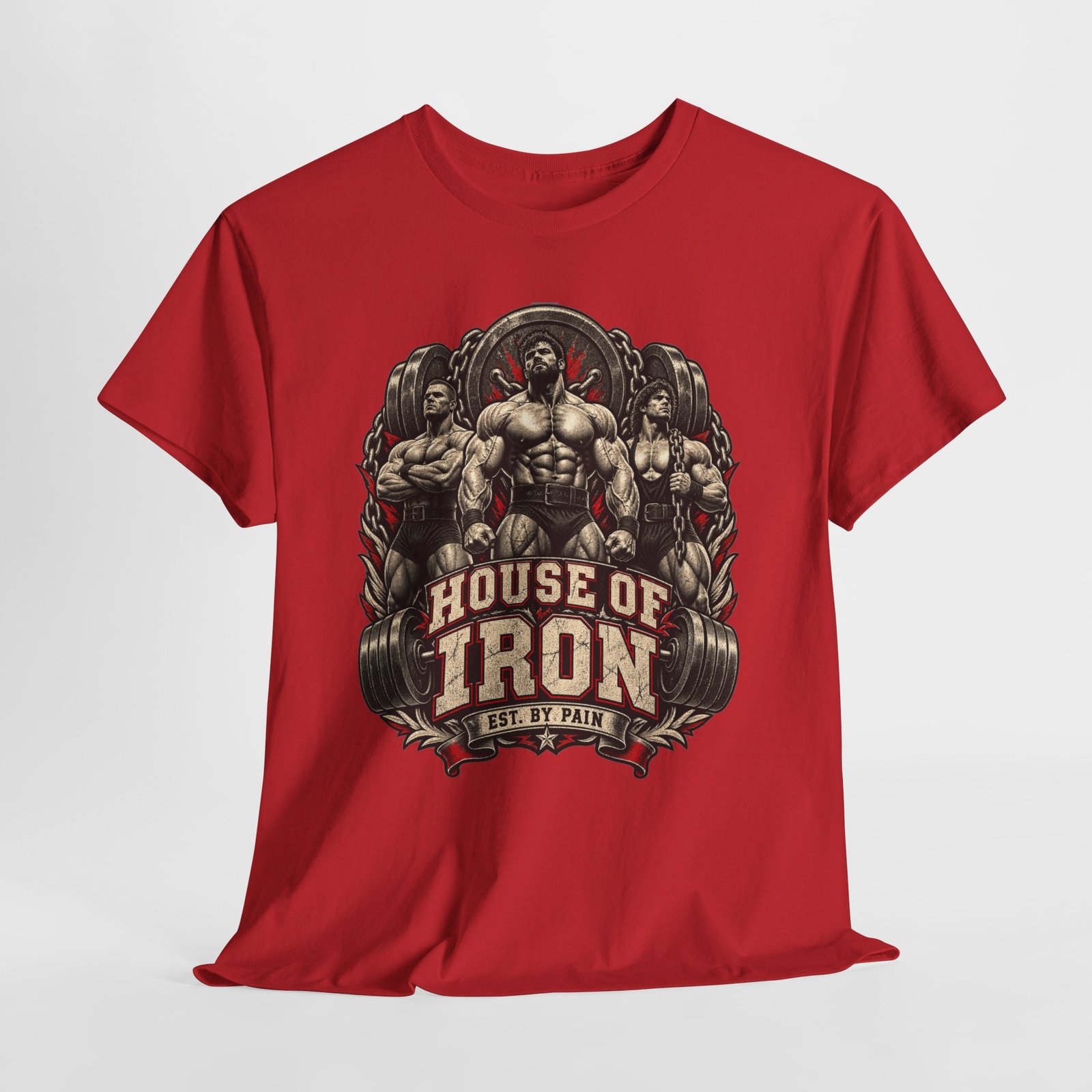 House of Iron Gym T-Shirt — 'House of Iron' Weightlifting Muscle Tee - Image 10