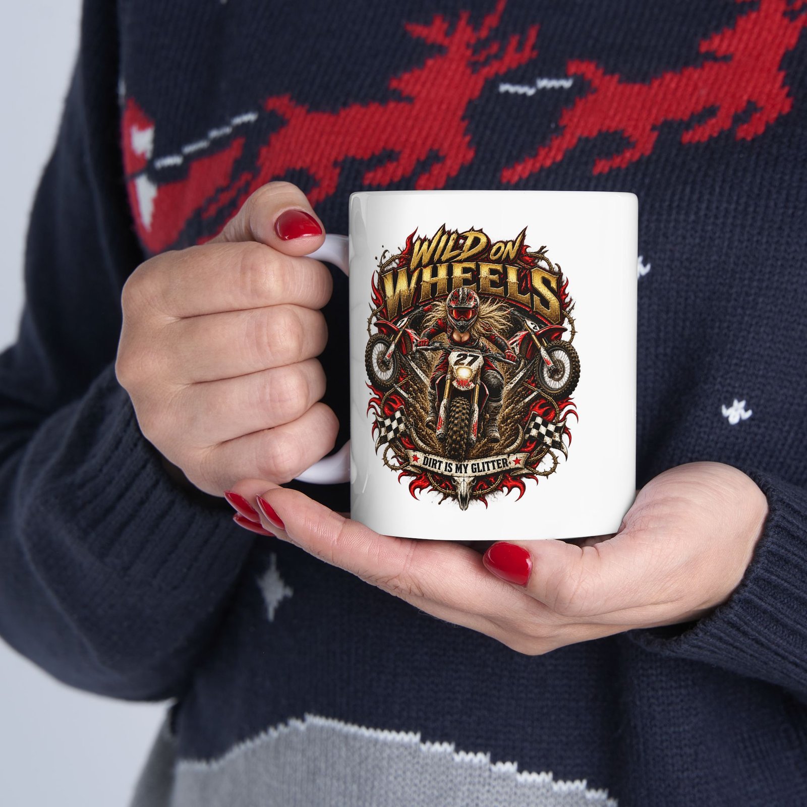 Ceramic Mug — Vintage Motorcycle Skull Tattoo Design Coffee Cup (11oz, 15oz) - Image 3