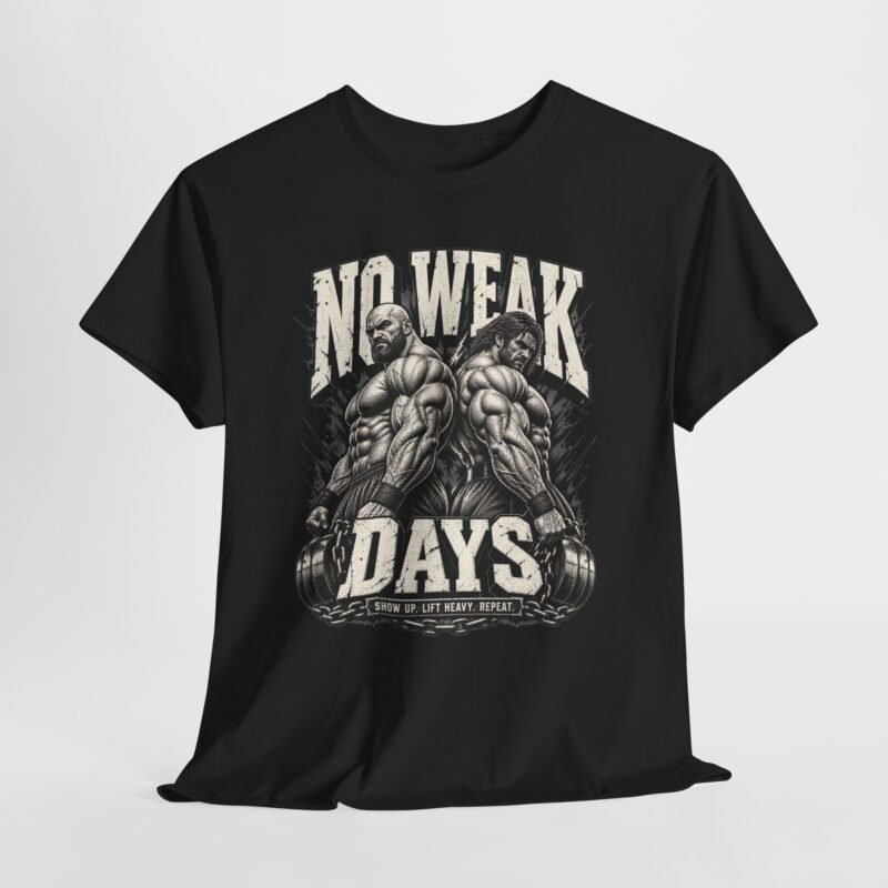 No Weak Days Gym T-Shirt — Motivational Bodybuilding Tee