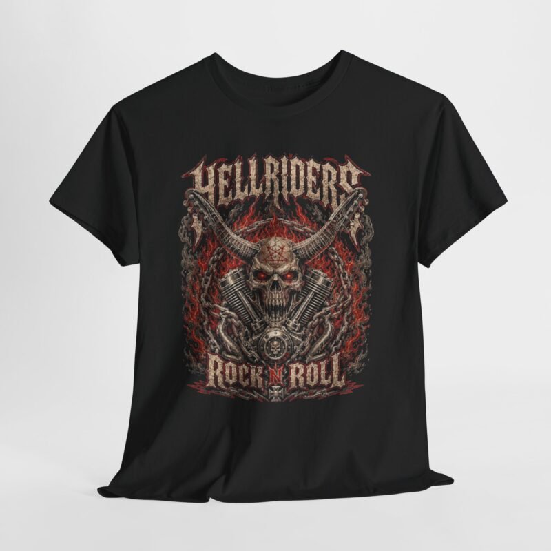 Hellriders Rock 'n' Roll Skull Tee — Vintage Biker Metal T‑Shirt