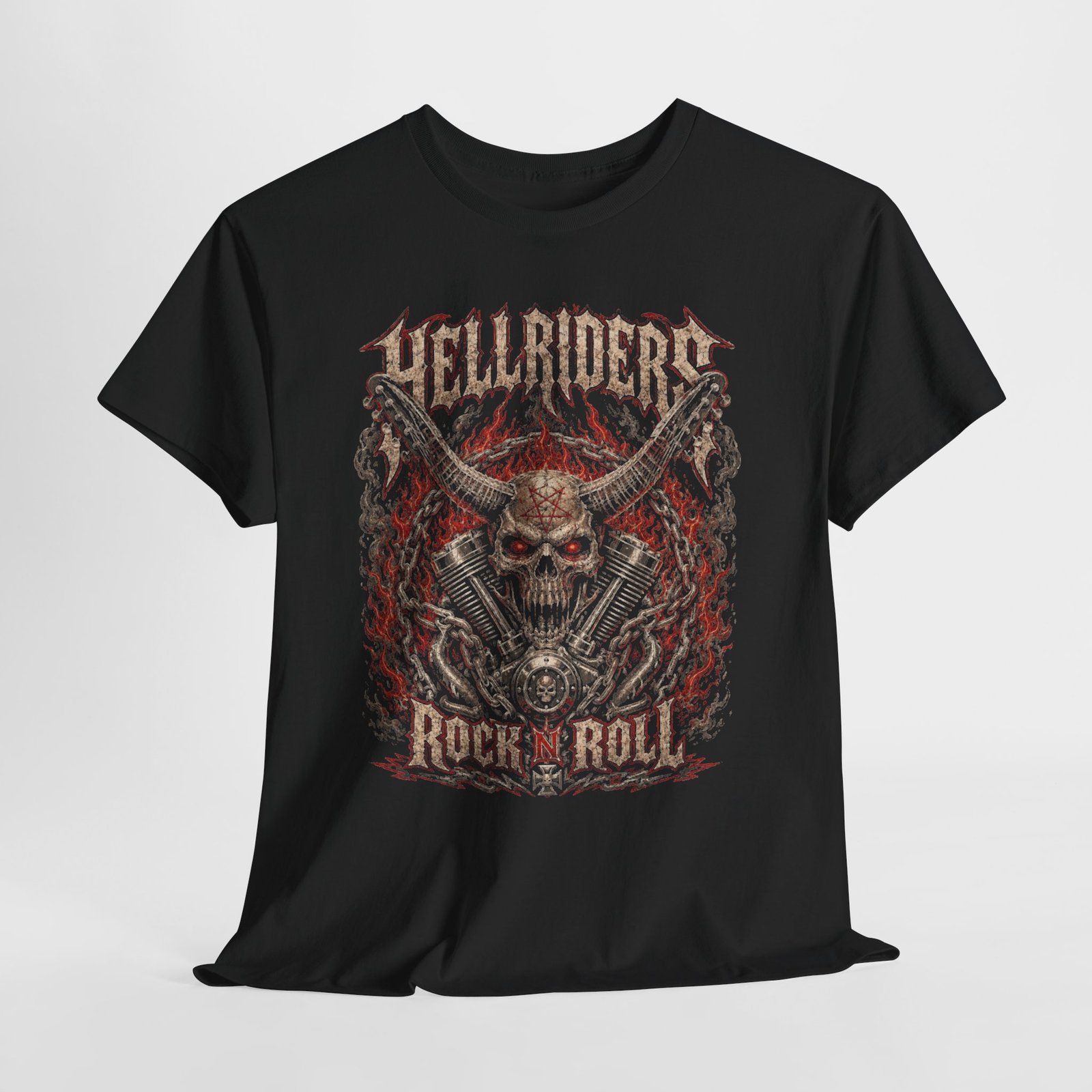 Hellriders Rock 'n' Roll Skull Tee — Vintage Biker Metal T‑Shirt