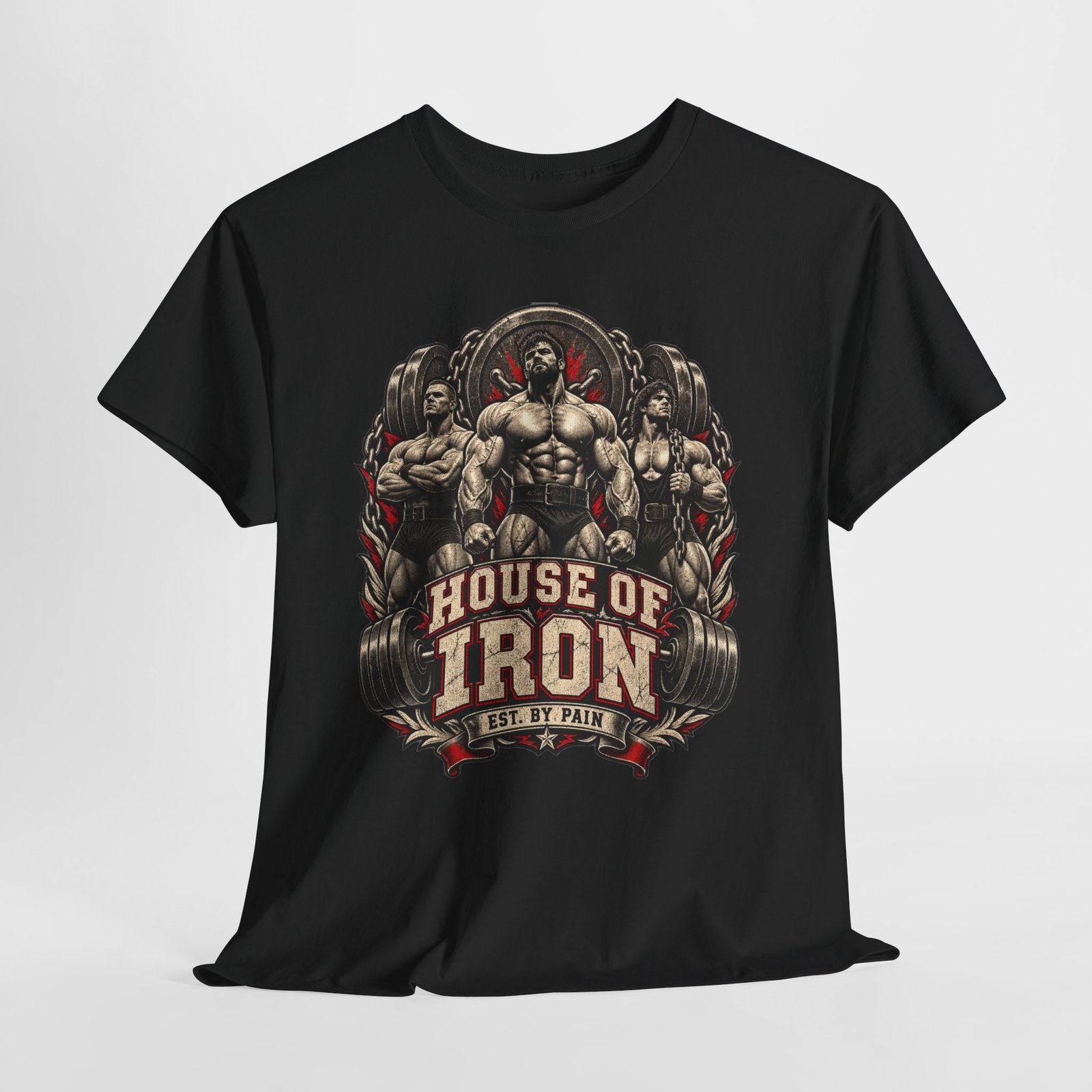 House of Iron Gym T-Shirt — 'House of Iron' Weightlifting Muscle Tee