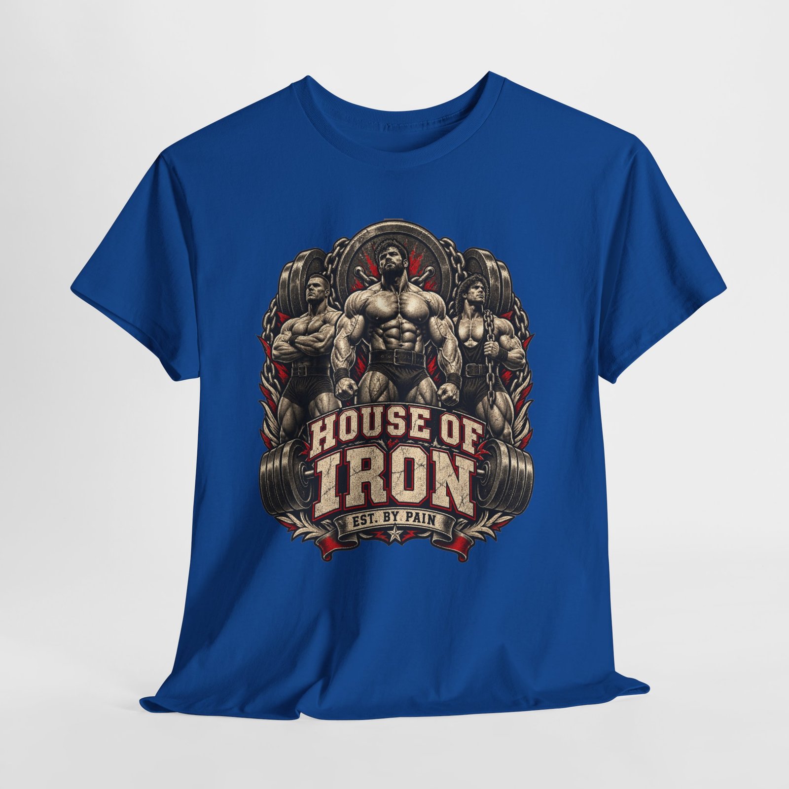 House of Iron Gym T-Shirt — 'House of Iron' Weightlifting Muscle Tee - Image 7