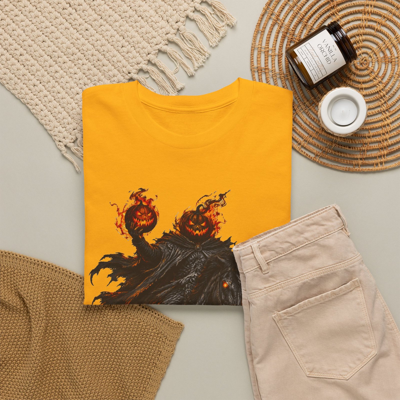 T-Shirt — Headless Night Horror Graphic Tee (Pumpkin-Head Scarecrow Halloween) - Image 12