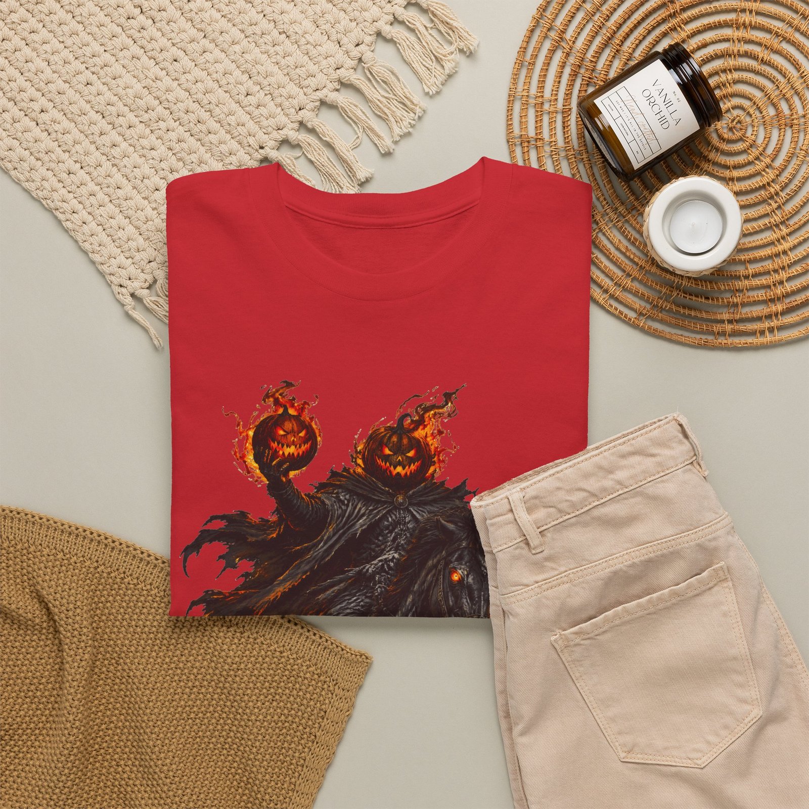 T-Shirt — Headless Night Horror Graphic Tee (Pumpkin-Head Scarecrow Halloween) - Image 32