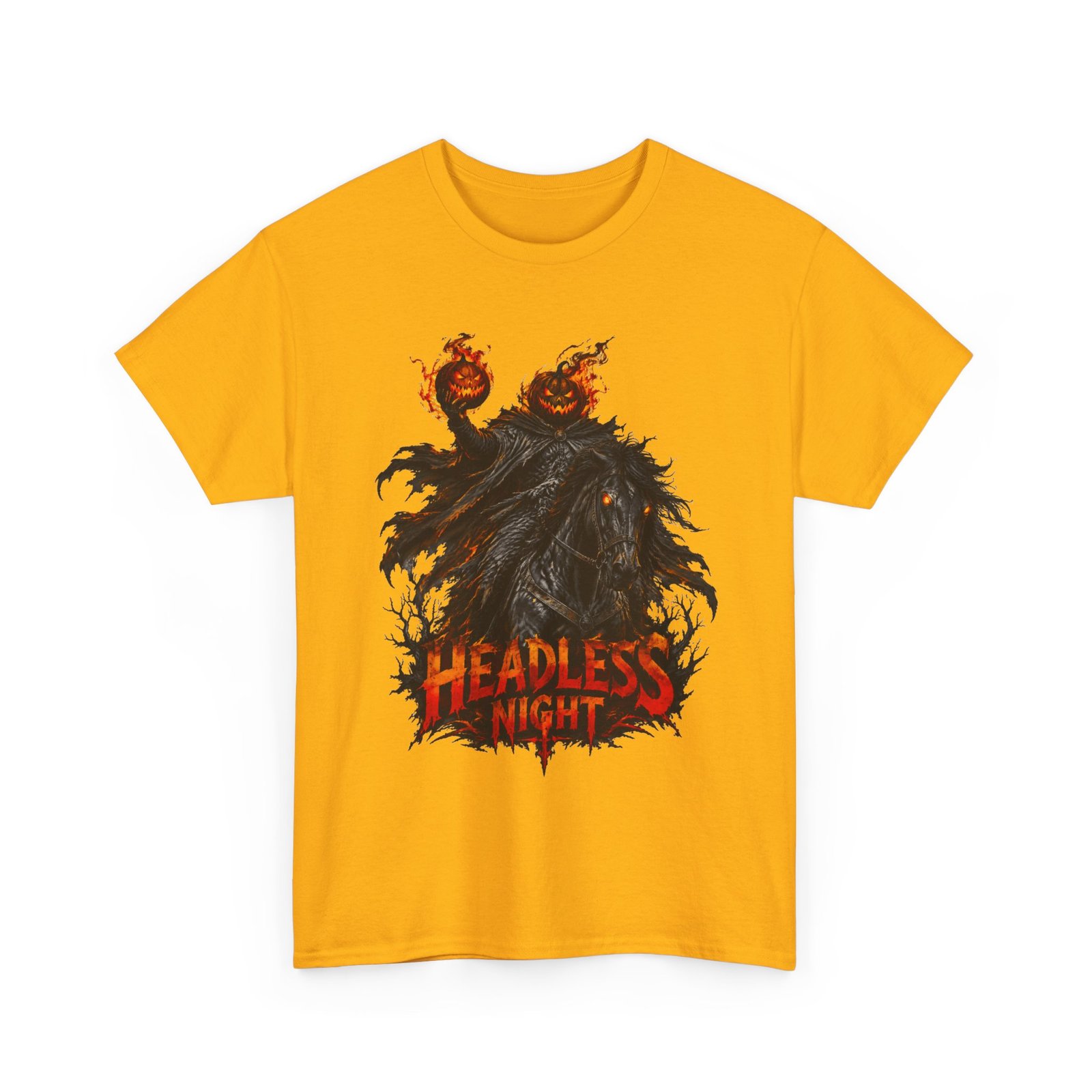 T-Shirt — Headless Night Horror Graphic Tee (Pumpkin-Head Scarecrow Halloween) - Image 9