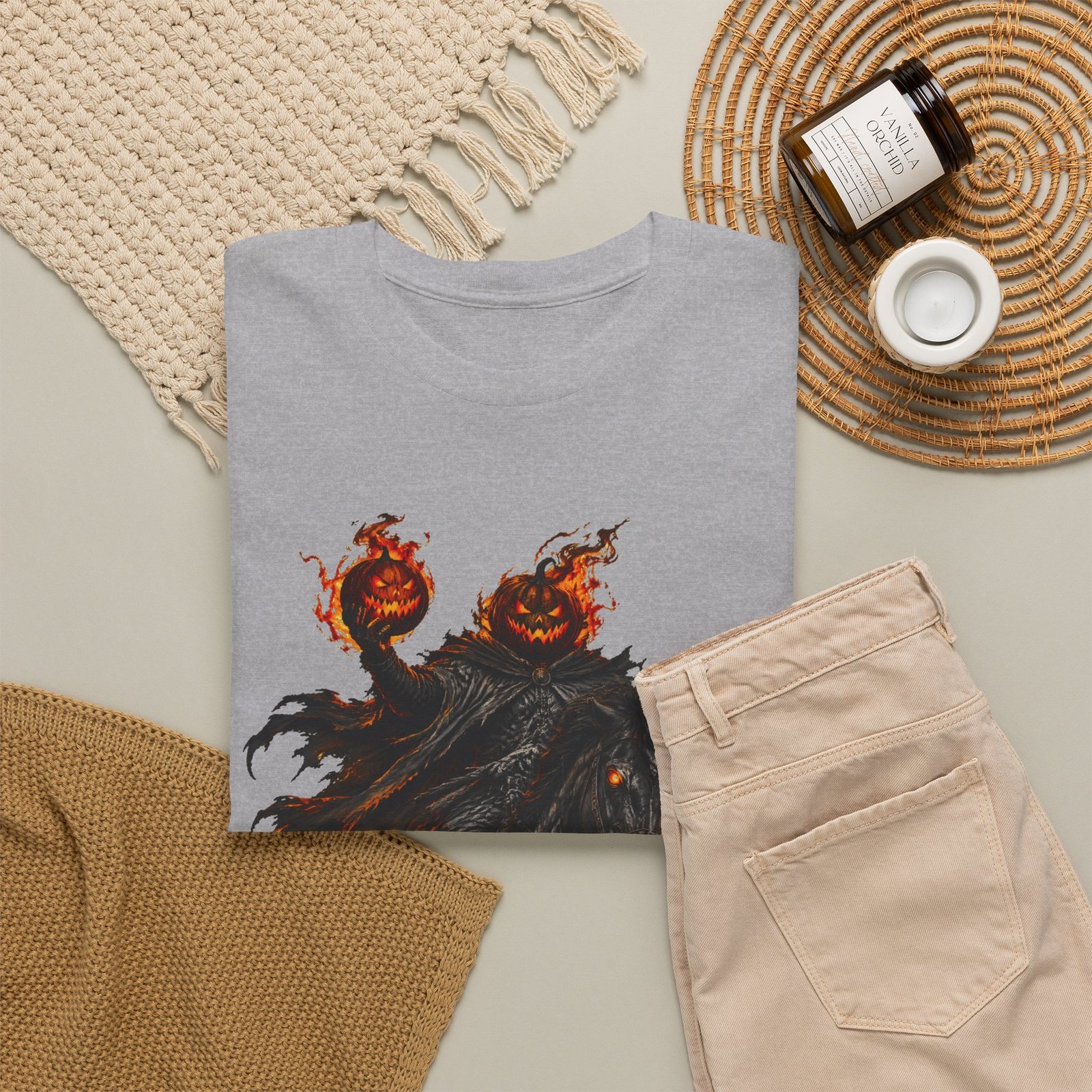T-Shirt — Headless Night Horror Graphic Tee (Pumpkin-Head Scarecrow Halloween) - Image 8