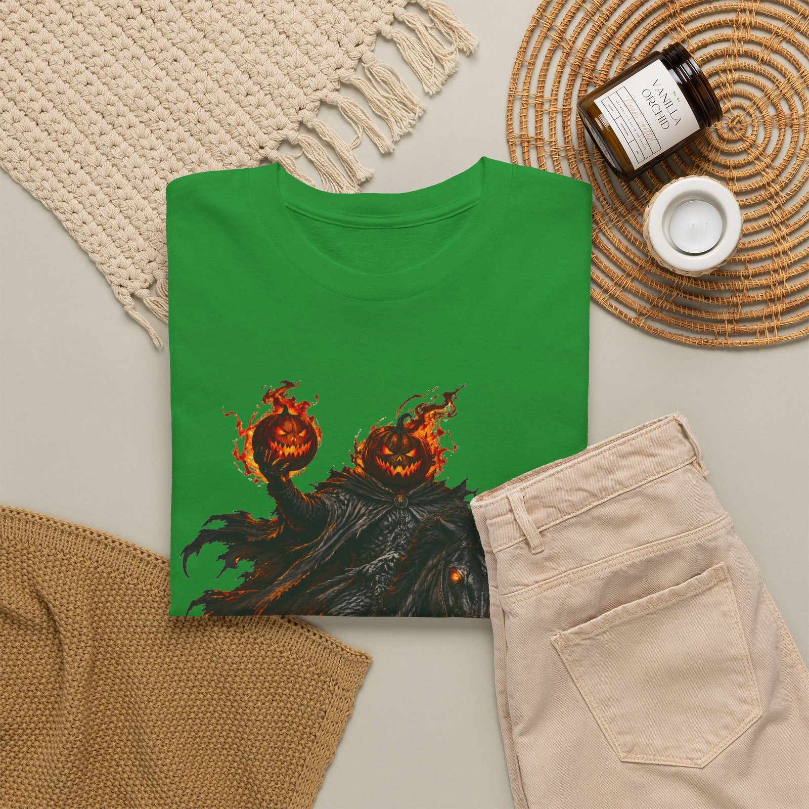 T-Shirt — Headless Night Horror Graphic Tee (Pumpkin-Head Scarecrow Halloween) - Image 20