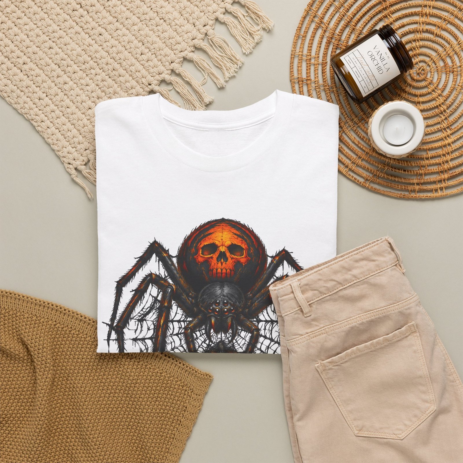 Spider Skull Tee — "Welcome to My Web" Halloween Graphic T-Shirt - Image 4
