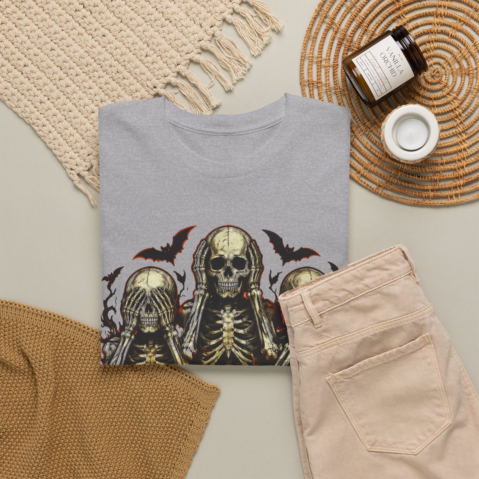 See No Evil Skeleton Tee — Halloween Skull Graphic T-Shirt - Image 8