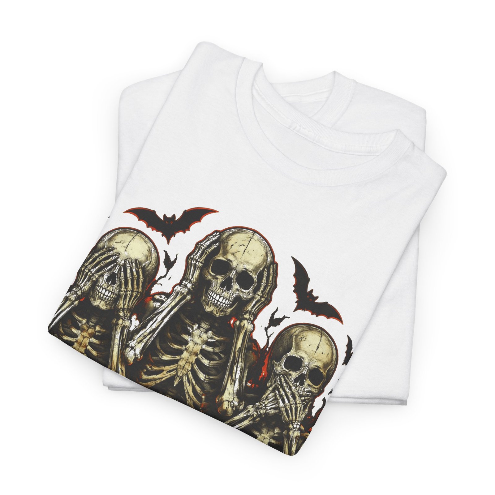 See No Evil Skeleton Tee — Halloween Skull Graphic T-Shirt - Image 3