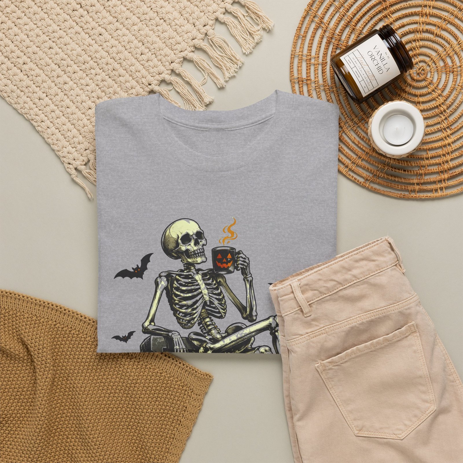 Too Dead For This Skeleton Halloween T-Shirt - Image 8