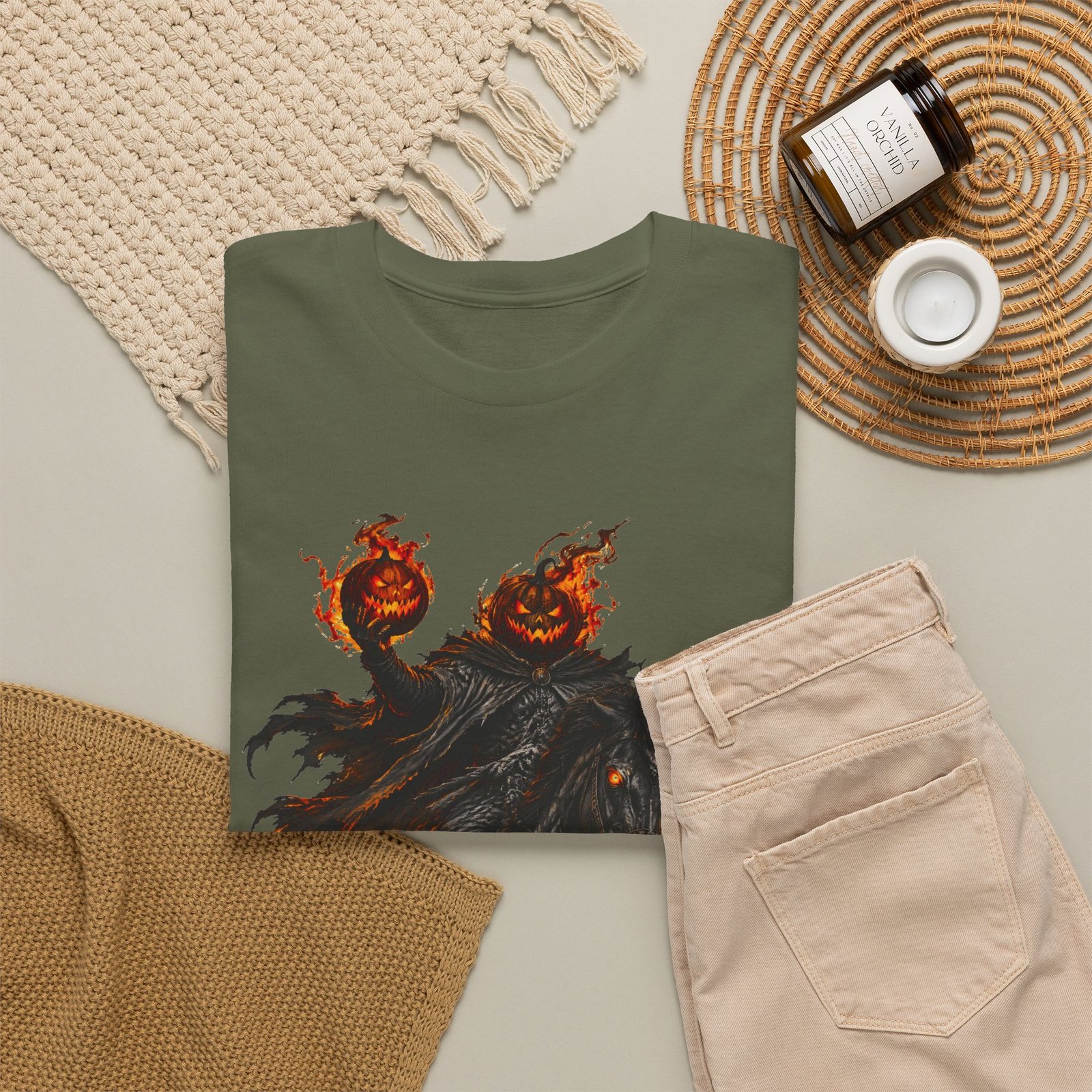 T-Shirt — Headless Night Horror Graphic Tee (Pumpkin-Head Scarecrow Halloween) - Image 16