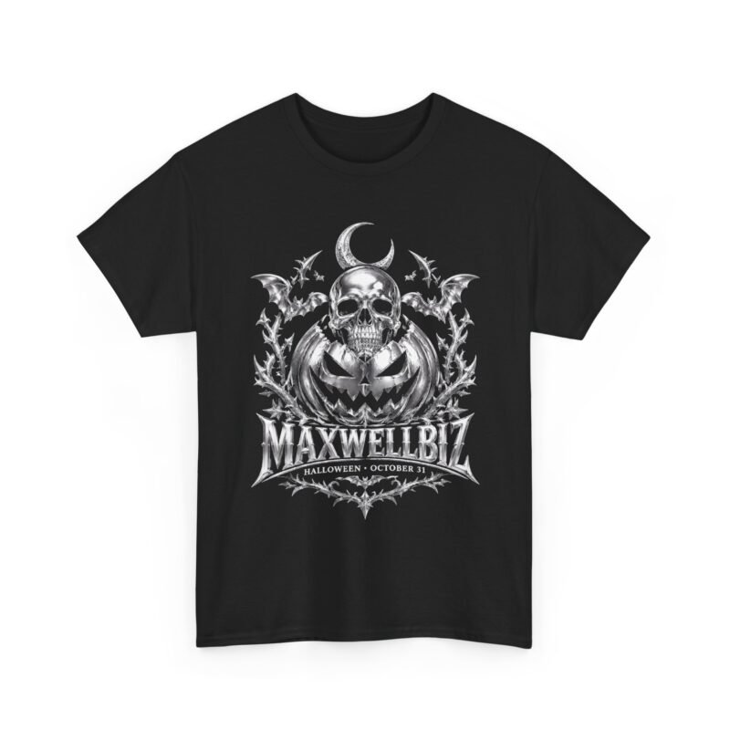 Skull & Pumpkin Gothic Tee — "MAXWELL87" Halloween Shirt