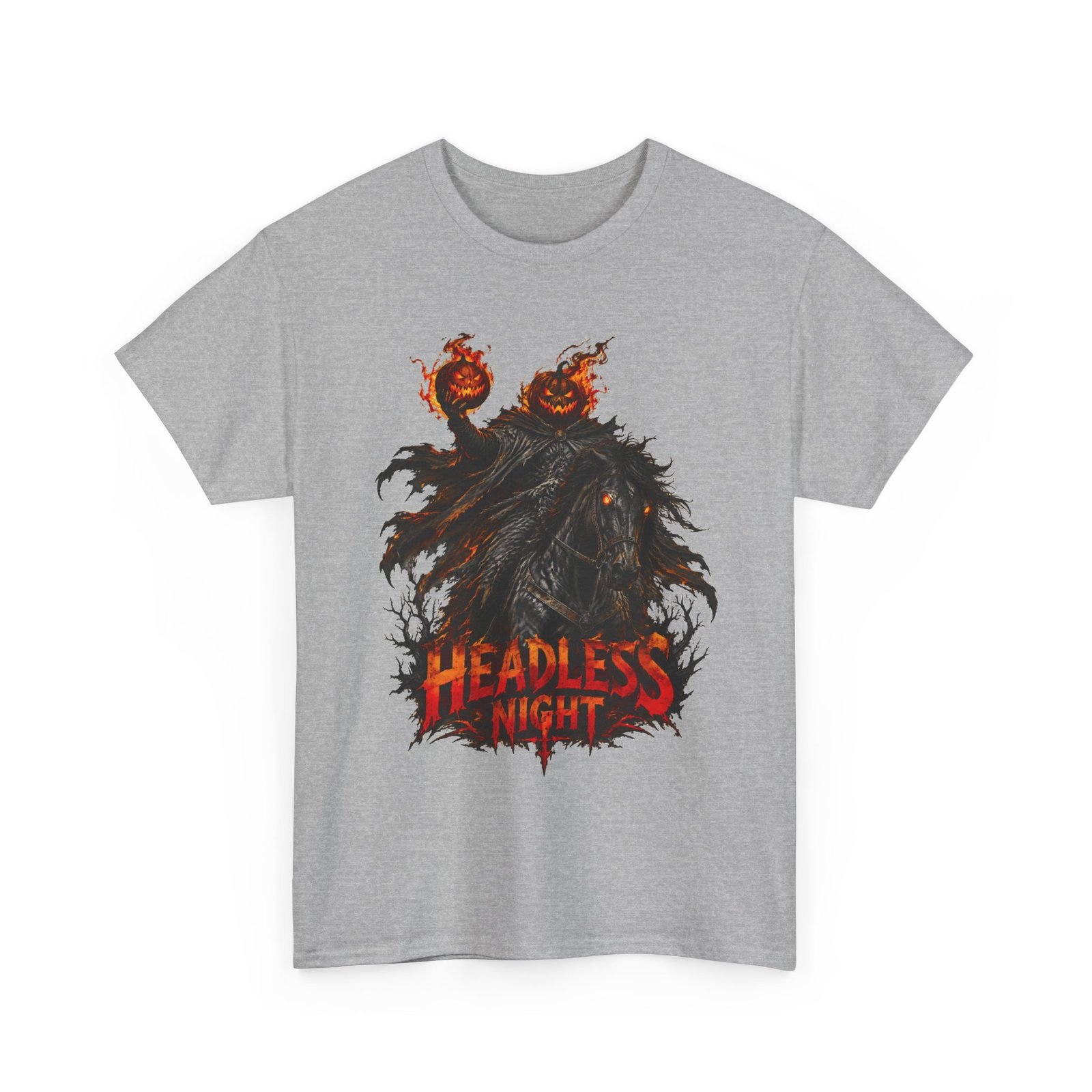 T-Shirt — Headless Night Horror Graphic Tee (Pumpkin-Head Scarecrow Halloween) - Image 5