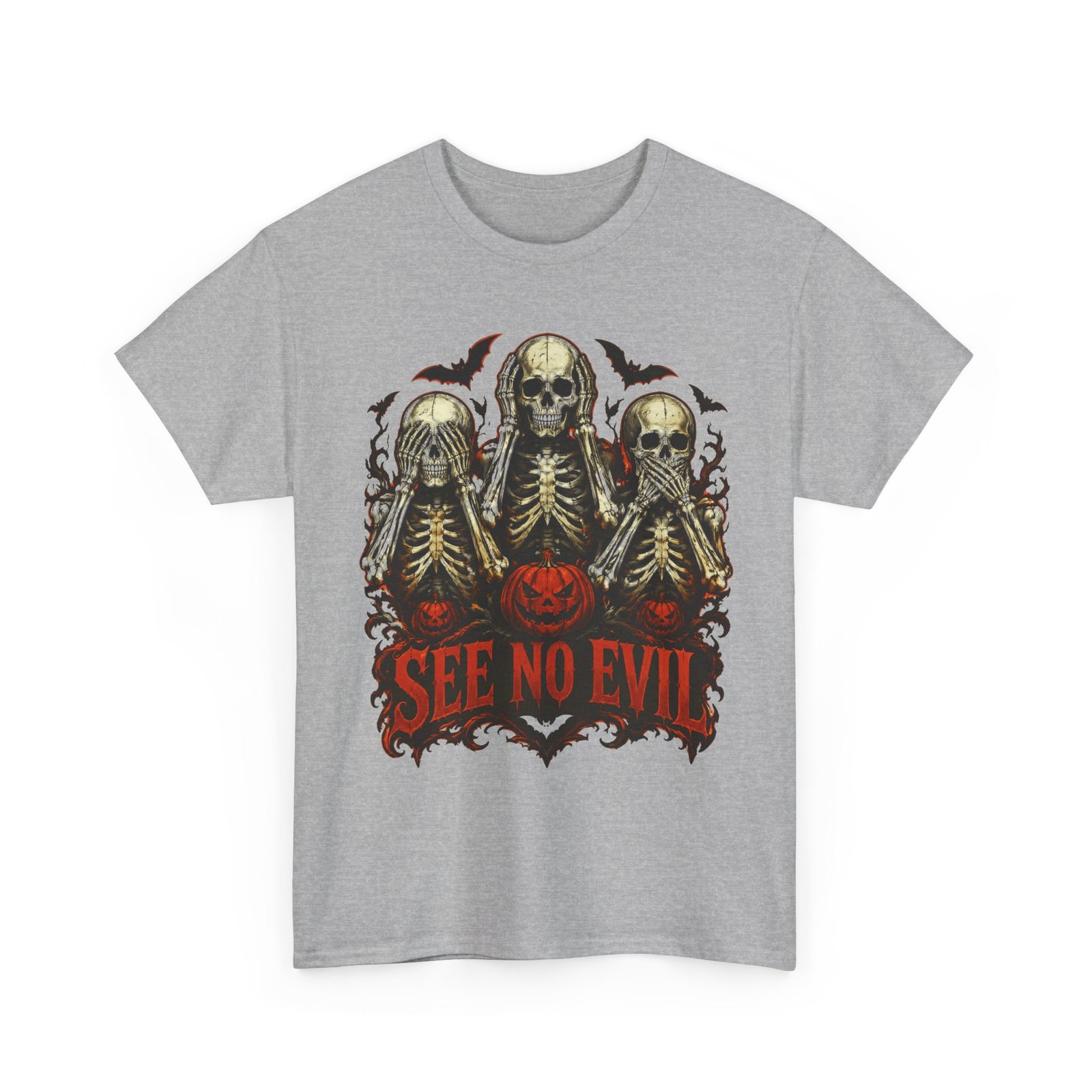 See No Evil Skeleton Tee — Halloween Skull Graphic T-Shirt - Image 5