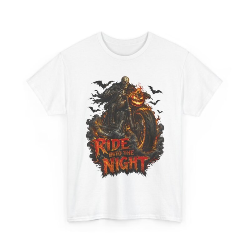 Ride Into The Night Halloween T-Shirt — Pumpkin Head Rider Graphic Tee